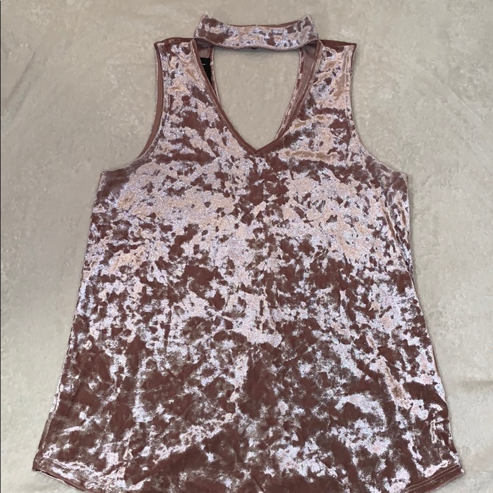 Pink crushed velvet sleeveless top
